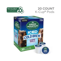 Keurig K-Cups<Green Mountain Coffee Roasters Iced Cold Brew Almond Vanilla Iced Coffee Keurig® K-Cup® Pods, Light Roast, 20/Box (5000372045)