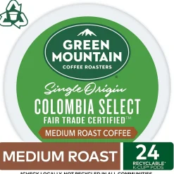 Keurig K-Cups<Green Mountain Colombia Select Coffee Keurig® K-Cup® Pods, Medium Roast, 24/Box (6003)