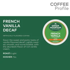 Keurig K-Cups<Green Mountain French Vanilla Decaf Coffee Keurig® K-Cup® Pods, Light Roast, 96/Carton (7732CT)