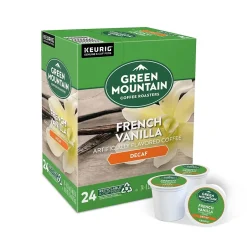 Keurig K-Cups<Green Mountain French Vanilla Decaf Coffee Keurig® K-Cup® Pods, Light Roast, 24/Box (7732)