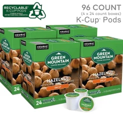 Keurig K-Cups<Green Mountain Hazelnut Decaf Coffee Keurig® K-Cup® Pods, Light Roast, 96/Carton (77923)