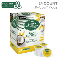 Keurig K-Cups<Green Mountain Island Coconut Coffee Keurig® K-Cup® Pods, Light Roast, 24/Box (6720)