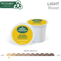 Keurig K-Cups<Green Mountain Island Coconut Coffee Keurig® K-Cup® Pods, Light Roast, 24/Box (6720)