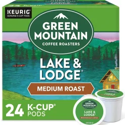 Keurig K-Cups<Green Mountain Lake & Lodge Coffee, Medium Roast, 0.31 oz. Keurig® K-Cup® Pods, 24/Box (6523)