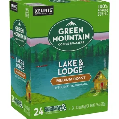 Keurig K-Cups<Green Mountain Lake & Lodge Coffee, Medium Roast, 0.31 oz. Keurig® K-Cup® Pods, 24/Box (6523)