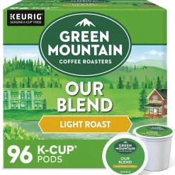 Keurig K-Cups<Green Mountain Our Blend Coffee, Light Roast, 0.33 oz. Keurig® K-Cup® Pods, 96/Carton (GMT6570CT)