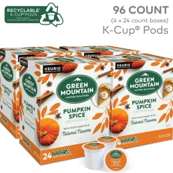 Keurig K-Cups<Green Mountain Pumpkin Spice Coffee, Keurig® K-Cup® Pod, Light Roast, 96/Carton (6758)