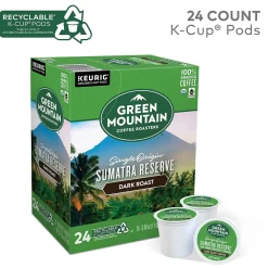 Keurig K-Cups<Green Mountain Sumatra Reserve Coffee, Dark Roast, 0.40 oz. Keurig® K-Cup® Pods, 24/Box (4060)