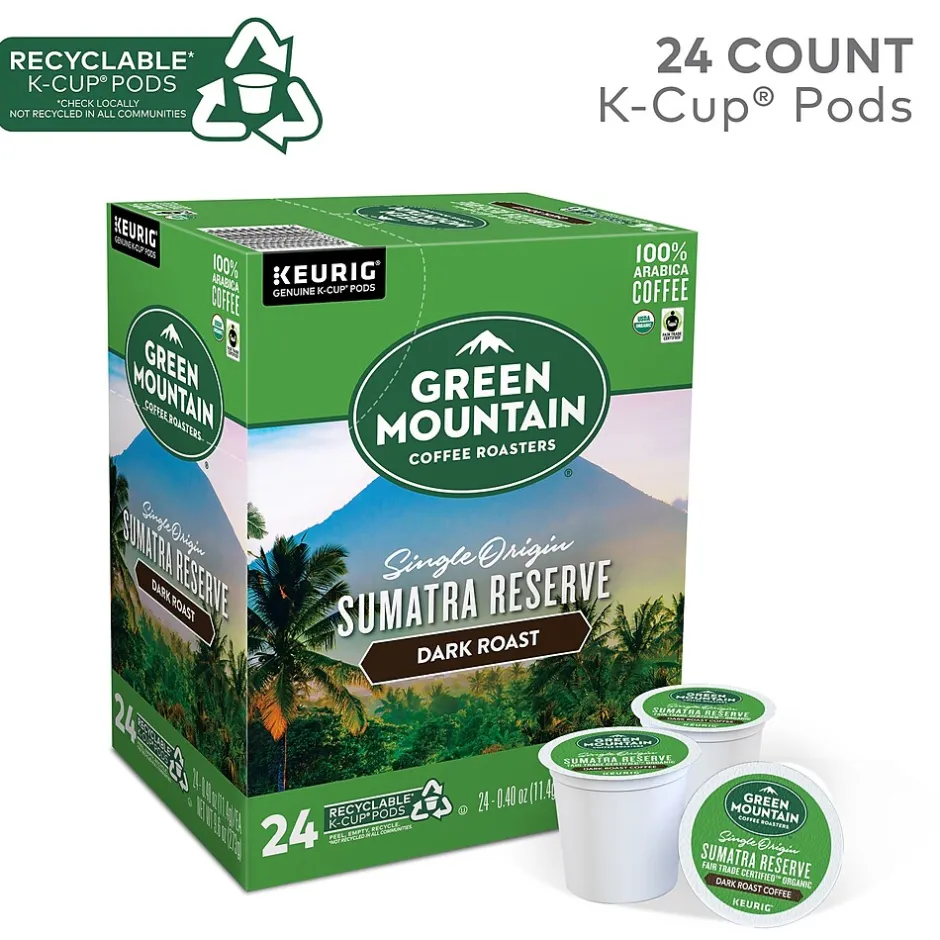 Keurig K-Cups<Green Mountain Sumatra Reserve Coffee, Dark Roast, 0.40 oz. Keurig® K-Cup® Pods, 24/Box (4060)