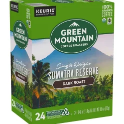 Keurig K-Cups<Green Mountain Sumatra Reserve Coffee, Dark Roast, 0.40 oz. Keurig® K-Cup® Pods, 24/Box (4060)