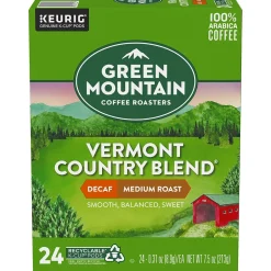 Keurig K-Cups<Green Mountain Vermont Country Blend Decaf Coffee Keurig® K-Cup® Pods, Medium Roast, 24/Box (7602)