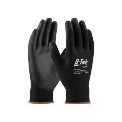 Work Gloves<G-Tek 33-B125 Polyurethane Coated Nylon Gloves, Medium, 13 Gauge, Black, 12 Pairs (33-B125/M)