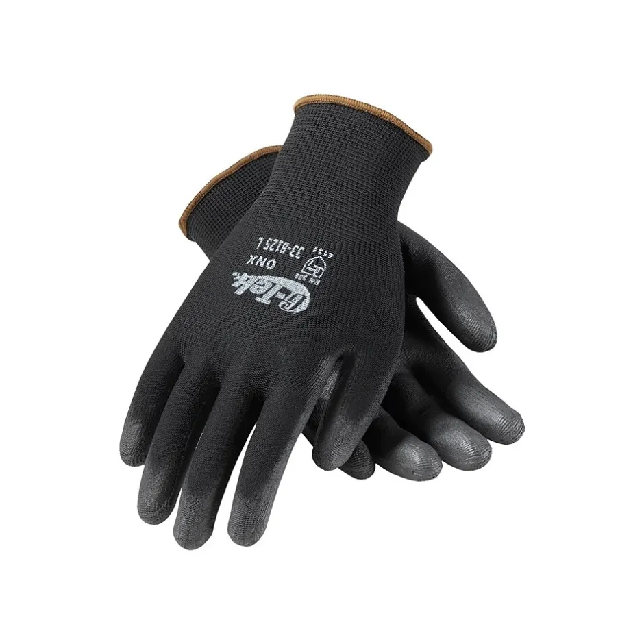 Work Gloves<G-Tek 33-B125 Polyurethane Coated Nylon Gloves, Medium, 13 Gauge, Black, 12 Pairs (33-B125/M)