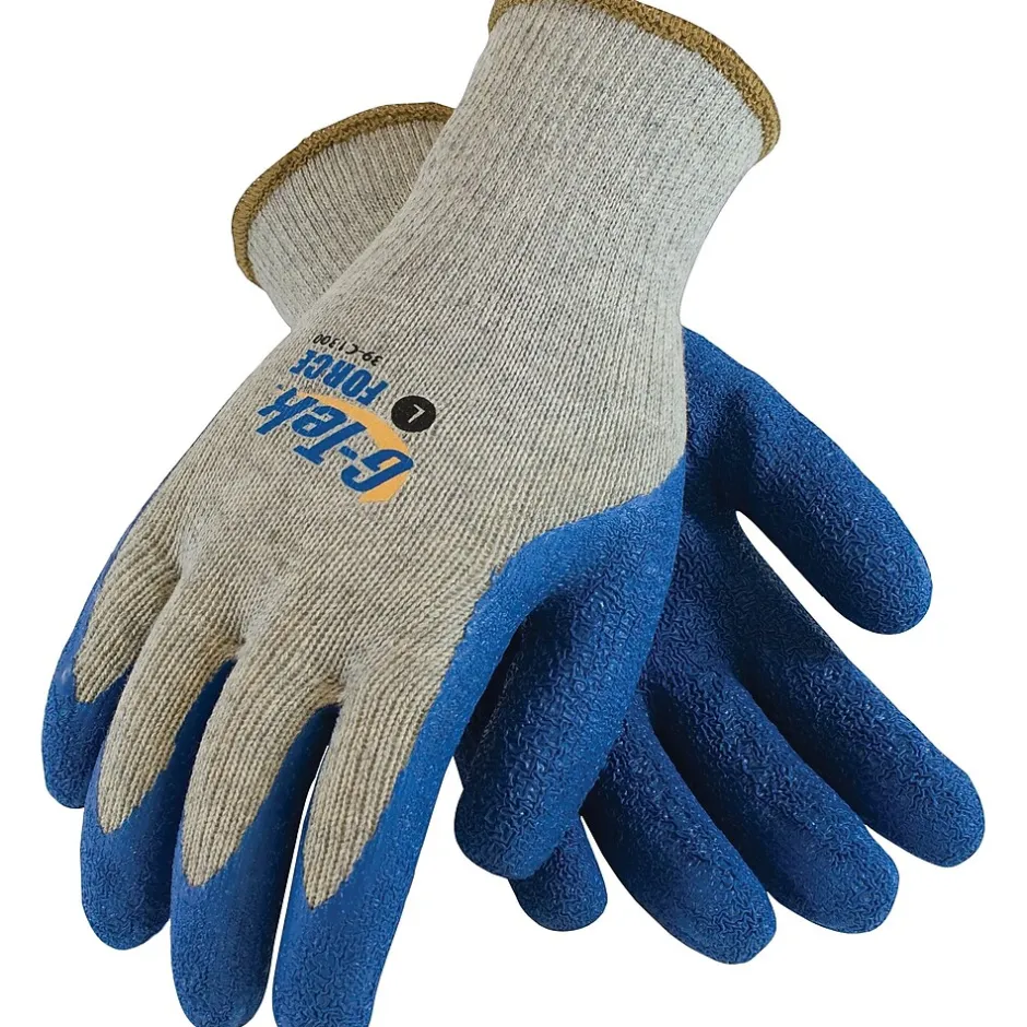 Work Gloves<G-Tek Coated Work Gloves, Force Seamless Cotton/Polyester Knit With Latex Coating, XL, 12/Pr (39-C1300/XL)