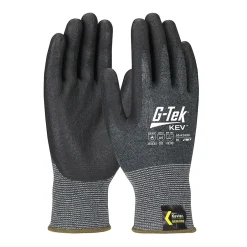 Work Gloves<G-Tek KEV Gloves, Kevlar Engineered Yarn, Black 13 Gauge, Nitrile Foam, ANSI A4, Medium (09-K1630/M)