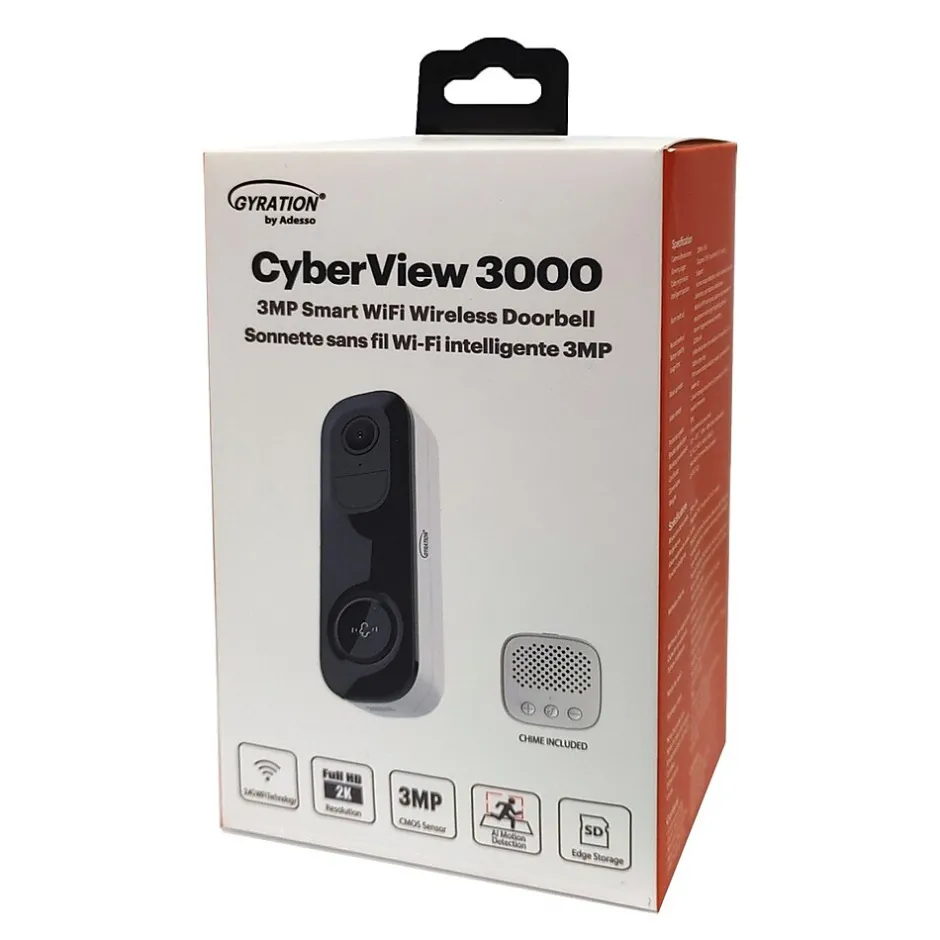 Security Cameras & Systems<Gyration Cyberview Wireless Doorbell Camera, White (Cyberview 3000)