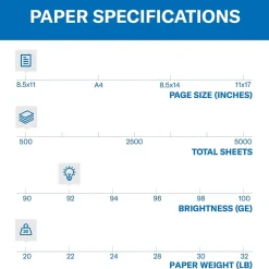 Sale Copy Plus 8.5" x 11" Copy Paper, 20 lbs., 92 Brightness, 500 Sheets/Ream (105007) Large Quantity Paper