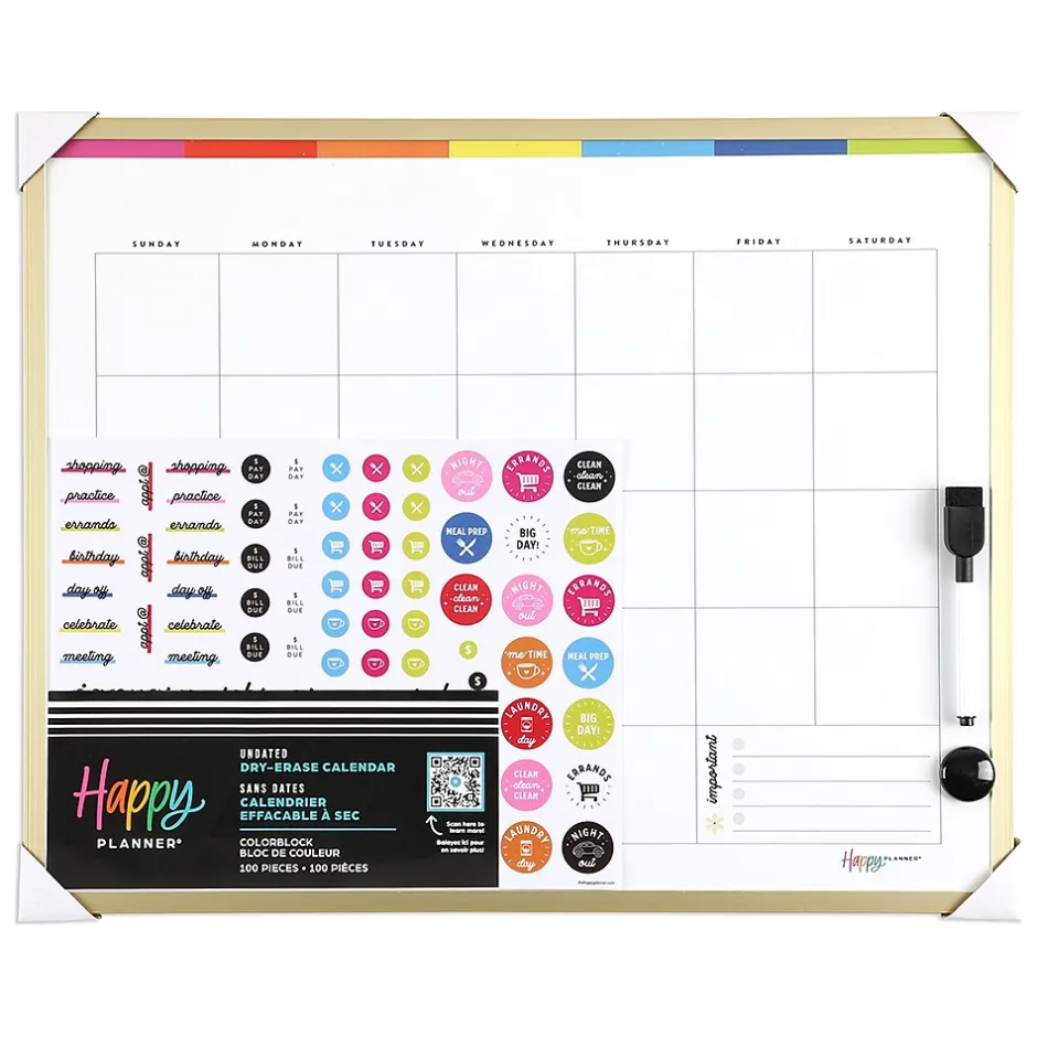 Best Happy Planner Color Block Dry-Erase Whiteboard, 16" x 20" (AF3DEB-031) Dry Erase