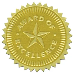 New Publishing Gold Foil Embossed, Award of Excellence, Certificate Seals, 54 Seals Per Pack, 3 Packs (H-VA373-3) Awards & Certificates