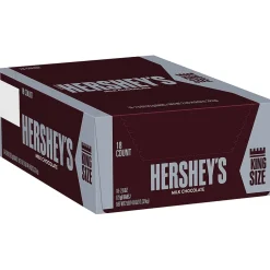 Chocolate<Hershey's King Size Milk Chocolate Candy Bar, 2.6 oz., 18/Box (HEC22000)