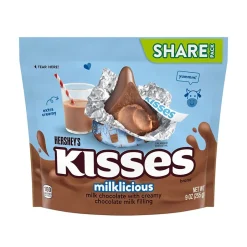 Chocolate<KISSES HERSHEY'S Milklicious Share Stand Up Bag, 9 oz, 4/Pack (600-00752)