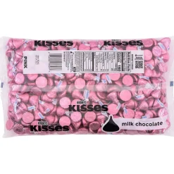 Chocolate<KISSES HERSHEY'S Pink Foil Milk Chocolate Pieces, 66.7 oz. (HEC33434)