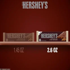 Chocolate<Hershey's Milk Chocolate with Whole Almonds Candy Bars, 2.6 oz., 18/Box (HEC22100)