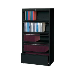 Best HL10000 Series 5-Drawer Lateral File Cabinet, Locking, Letter/Legal, Black, 36" (17902) File Cabinets