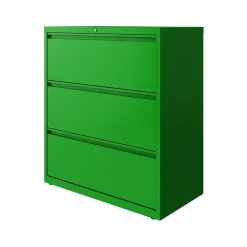 Clearance HL10000 Series 3-Drawer Lateral File Cabinet, Locking, Letter/Legal, Screaming Green, 36
