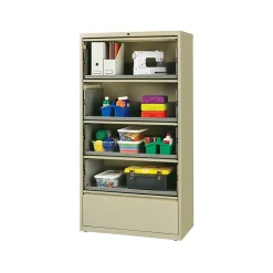 HL10000 Series 5-Drawer Lateral File Cabinet, Locking, Letter/Legal, Putty, 36