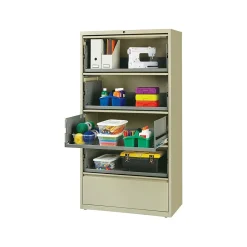 HL10000 Series 5-Drawer Lateral File Cabinet, Locking, Letter/Legal, Putty, 36