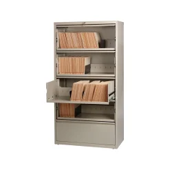 HL10000 Series 5-Drawer Lateral File Cabinet, Locking, Letter/Legal, Putty, 36