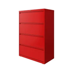 Clearance HL10000 Series 4-Drawer Lateral File Cabinet, Locking, Letter/Legal, Lava Red, 36