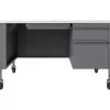 Outlet Teacher's 48"W Mobile Single-Pedestal Teacher's Desk, Platinum/White (22647) Computer Desks