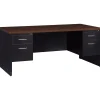 Discount 72"W Double-Pedestal Desk, Black/Walnut (20531) Computer Desks