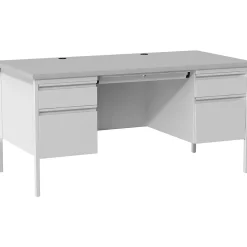 Sale 60"W Double-Pedestal Desk, Light Gray/Gray (20103) Office Desks