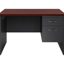 Hot 48"W Single-Pedestal Computer Desk, Charcoal/Mahogany (20540) Computer Desks