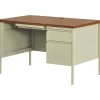 Best 48"W Single-Pedestal Desk, Putty/Oak (20091) Computer Desks