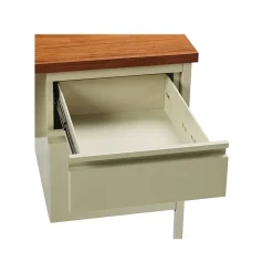 Best 48"W Single-Pedestal Desk, Putty/Oak (20091) Computer Desks