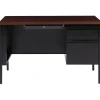 New 48"W Single-Pedestal Desk, Black/Walnut (20092) Computer Desks