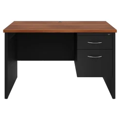 Discount 48"W Single-Pedestal Desk, Black/Walnut (20539) Computer Desks