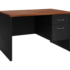 Discount 48"W Single-Pedestal Desk, Black/Walnut (20539) Computer Desks