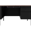 Best 48"W Single-Pedestal Teacher's Desk, Black/Walnut (22642) Computer Desks