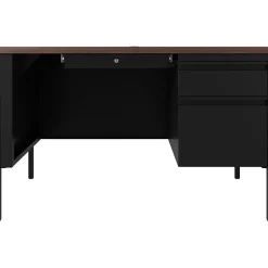 Best 48"W Single-Pedestal Teacher's Desk, Black/Walnut (22642) Computer Desks