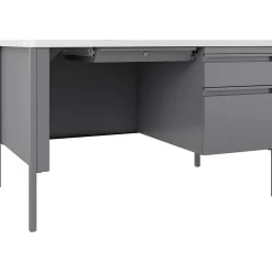 Online 48"W Single-Pedestal Teacher's Desk, Platinum/White (22643) Computer Desks
