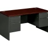 Outlet 38000 60" Double Pedestal Desk, Mahogany/Charcoal (H38155NS) Computer Desks