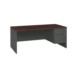 Clearance ® 38000 Series 72'' Right Pedestal Desk, Mahogany/Charcoal (H38293RNS) Computer Desks
