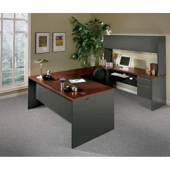 Clearance ® 38000 Series 72'' Right Pedestal Desk, Mahogany/Charcoal (H38293RNS) Computer Desks
