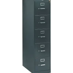 New 310 Series 5-Drawer Vertical File Cabinet, Letter Size, Lockable, Charcoal, 26 1/2"D (315PS) File Cabinets