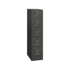 New 310 Series 5-Drawer Vertical File Cabinet, Letter Size, Lockable, Charcoal, 26 1/2